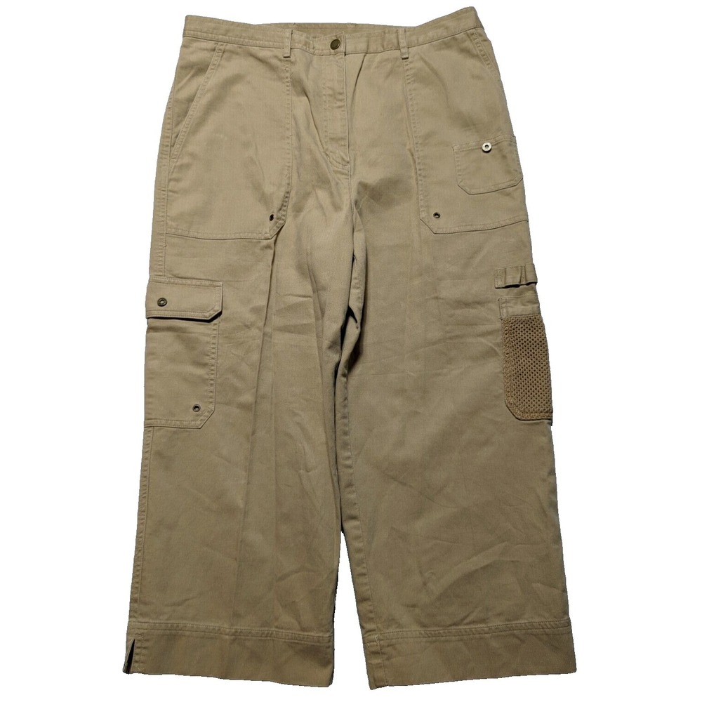 VTG LAUREN RALPH LAUREN SAFARI Women 12 Khaki Cotton Cropped Cargo Hunting Pants